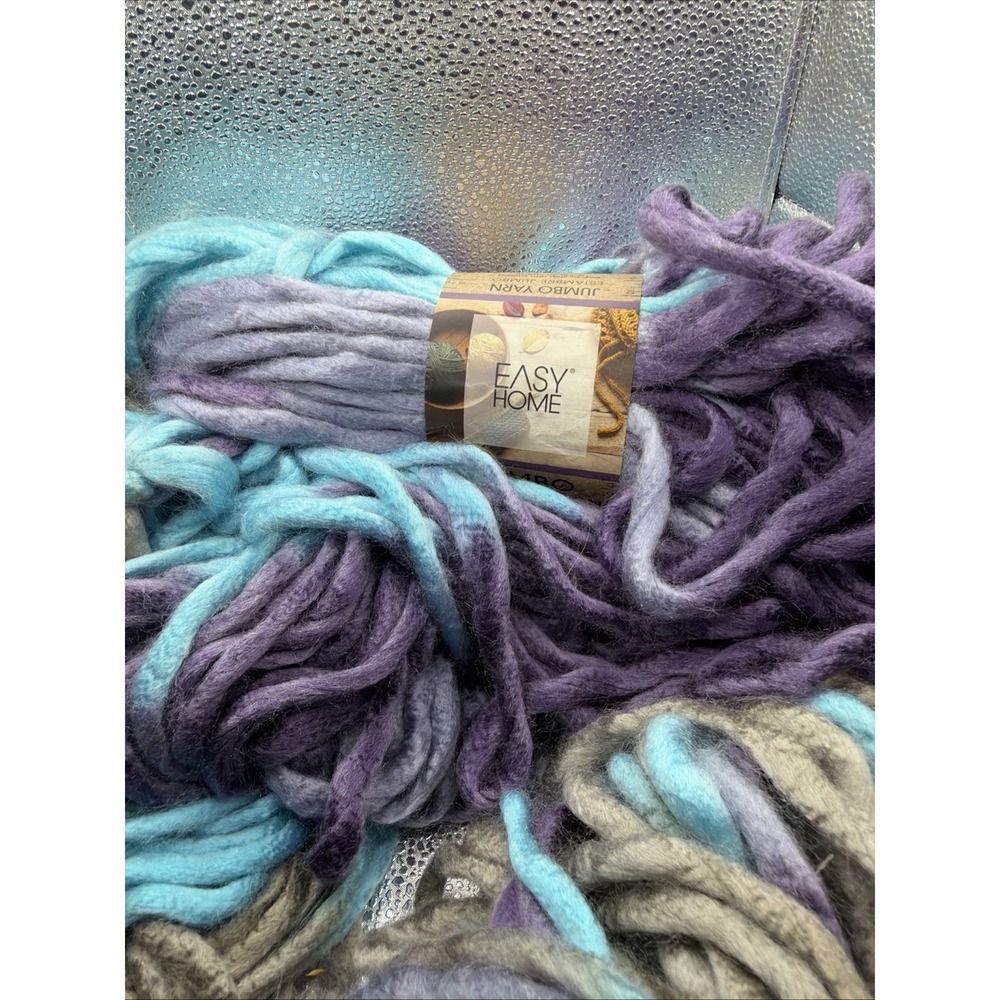 2 Skeins Jumbo Yarn Arm Knit Ombre chunky 100% acrylic purple blue gray 14oz Ea